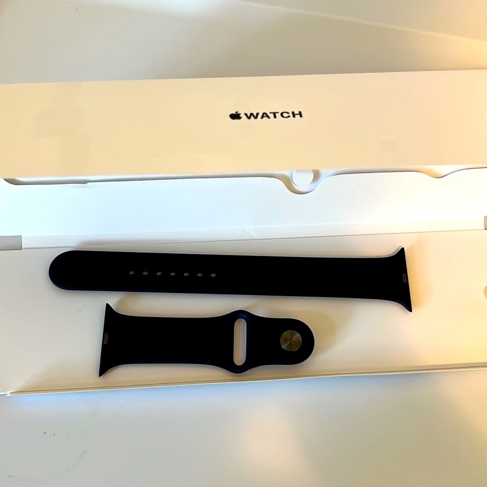Apple Watch 45MM Midnight Black/Blue Sport Band XL NEW